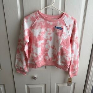 Levi’s pink white tie dye cropped sweatshirt size large 12-13 years